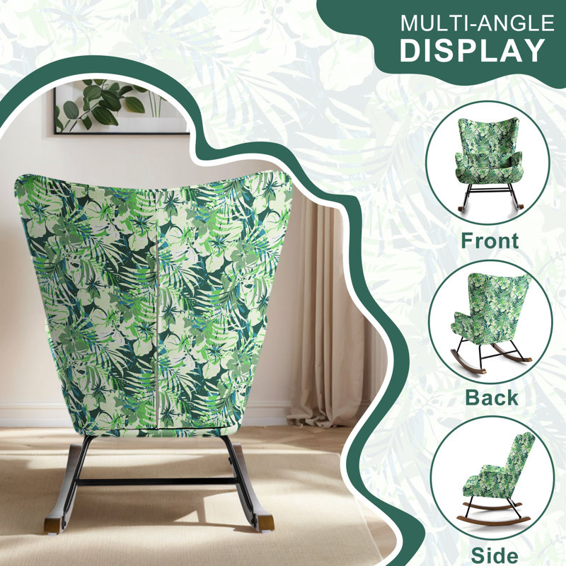 Cyra Rocking Chair, Green Tropical