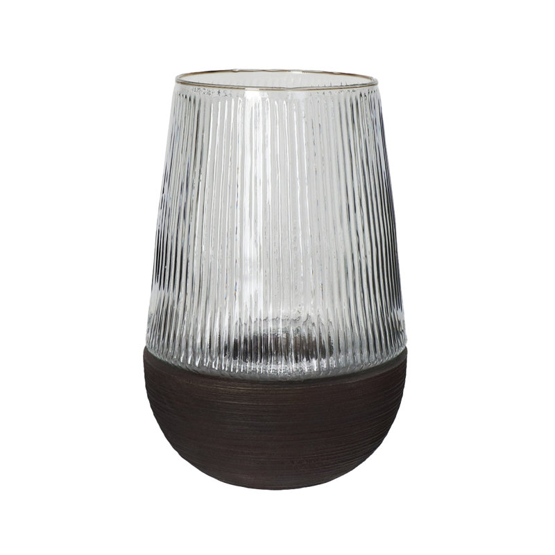 Arbre ouragan / vase en bois de manguier, H 12,99 po x l 8,66 po x P 8,66 po, Marron foncé