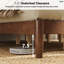 Très grand lit plateforme en bois de pin massif de style Mid-Century moderne, noyer foncé-507542024-507542025