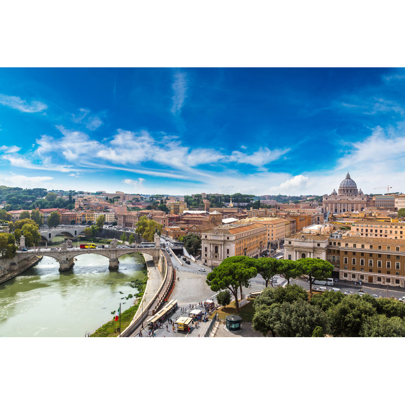 Panoramic Aerial View Of Rome - Wrapped Canvas Print, 30cm H x 46cm W