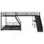 Lit superposé simple au-dessus de L en forme de L avec lit mezzanine simple, bureau intégré et glissade, noir