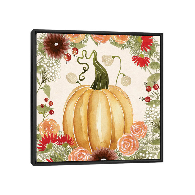 « red automne ii », reproduction d’impression sur toile, H 18 po x l 18 po x P 1,5 po, Toile avec cadre noir, Pas de tapis