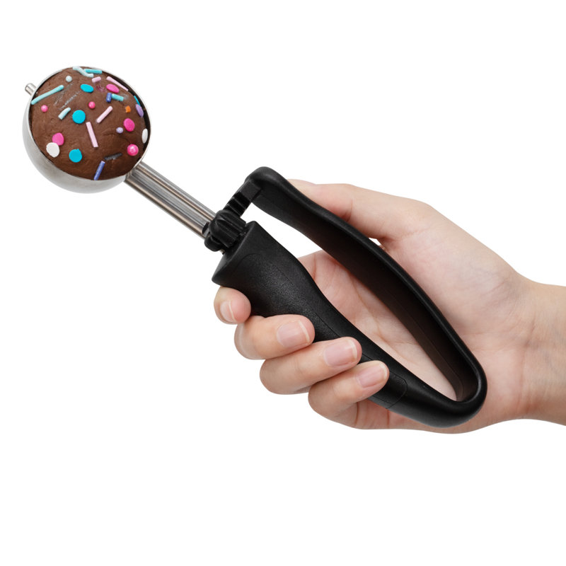 Poignées ambidextre à 1 cuillère à café en acier inoxydable de 1,25 oz Portioner, 8.26", Noir