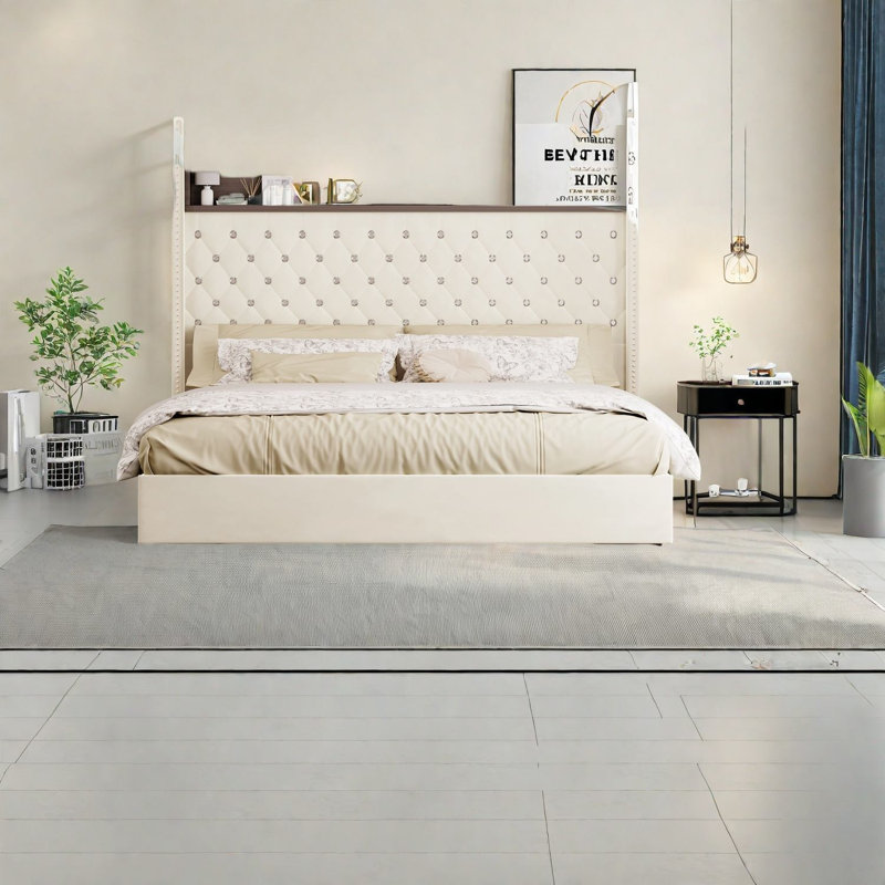 Luxurious Velvet Platform Beds With Storage, Modern Design For Home