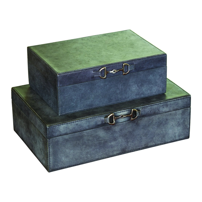 Stirrup Detail Box-Blue Wash, 5.25" H x 10.25" W x 16.25" D