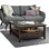 Table basse carrée transitionnelle en bois massif l 36 po avec grand tiroir de rangement et tablette ouverte Warm Shaker