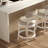  Goods Pasha 26" Counter-Height Bar Stool, White Wood with Gray Faux Leather Seat and Back