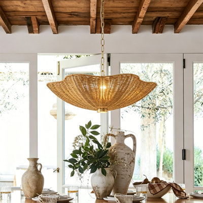 3 - Light Rattan Dome Chandeliers Pendants Light