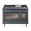 ILVE UN48FNMPEGG Nostalgie II Noblesse 48 inch Dual Fuel Range (8 Sealed Burners + Griddle, Triple Glass Door)-264993569-264993574-264993625