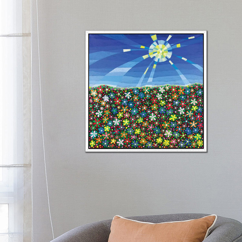 Meadow by Imogen Skelley - Painting on Canvas, 66.04cm H x 66.04cm W x 3.81cm D, White Framed