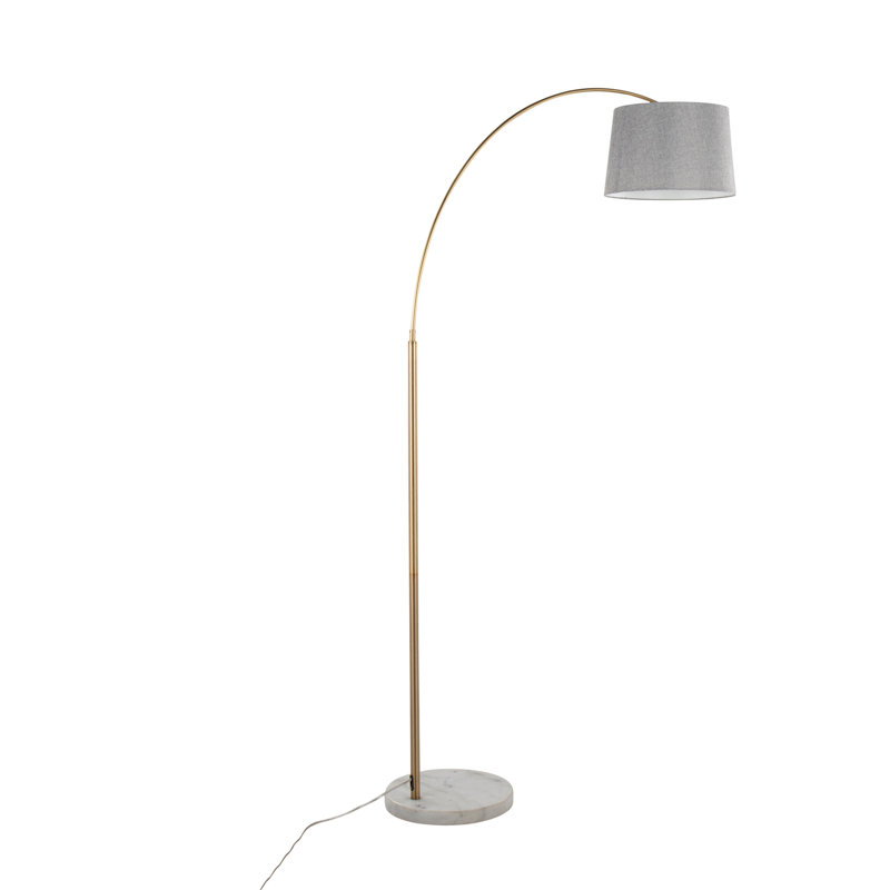 Lampe sur pied March, Gris, Marbre blanc / Laiton antique
