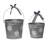  Metal 8.25 in. Gray Christmas Snowflake Buckets with Bow Set of 2
