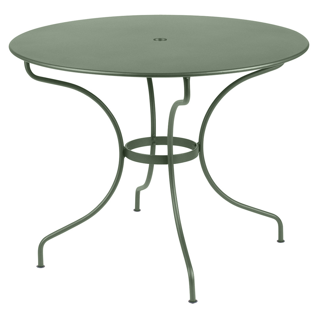 Opera+ Round Metal Outdoor Dining Table With Umbrella Hole , 38'' in. W 38'' in. D Fermob