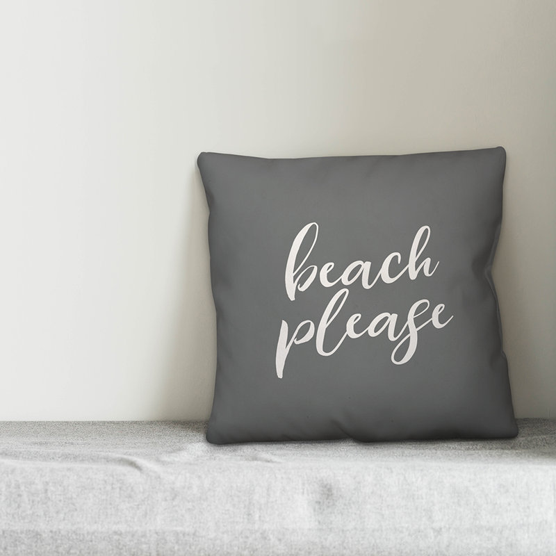  Coussin intérieur / extérieur Beach, H 18 po x l 18 po, Gris / blanc
