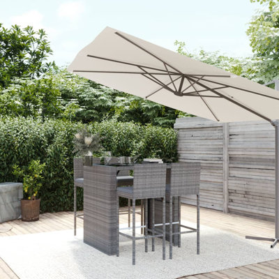 Garden Bar Set Grey PE Rattan by Ebern Designs