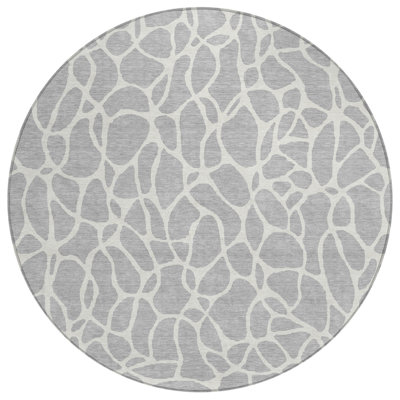 Zarelia Silver Washable Indoor-Outdoor Rug - 