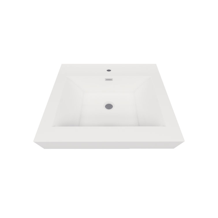 Better Vanity 19.5'' High Gloss White Stone Rectangular Bathroom Sink with Overflow