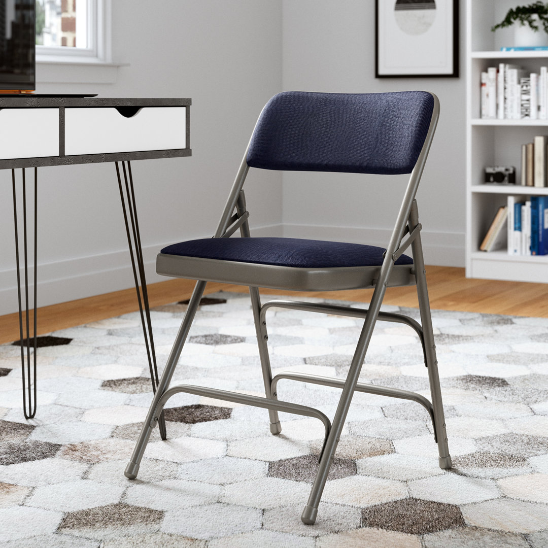 Oliverson Curved Triple Braced & Double Hinged Fabric Metal Folding Chair (Set of 2) Inbox Zero 