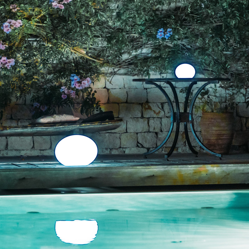 Flatball Battery Powered Integrated LED Color Changing Outdoor Floating Light, 7" H x 9" W x 9" D