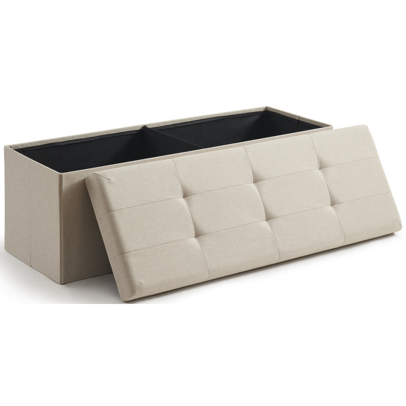 Torryn Linen Upholstered Storage Bench, Beige