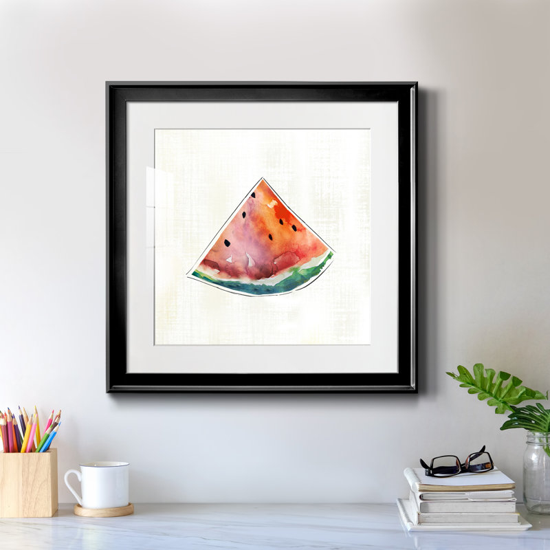 Happy Melon - peinture encadrée, Cadre noir, H 17,5 po x l 17,5 po x P 1,5 po