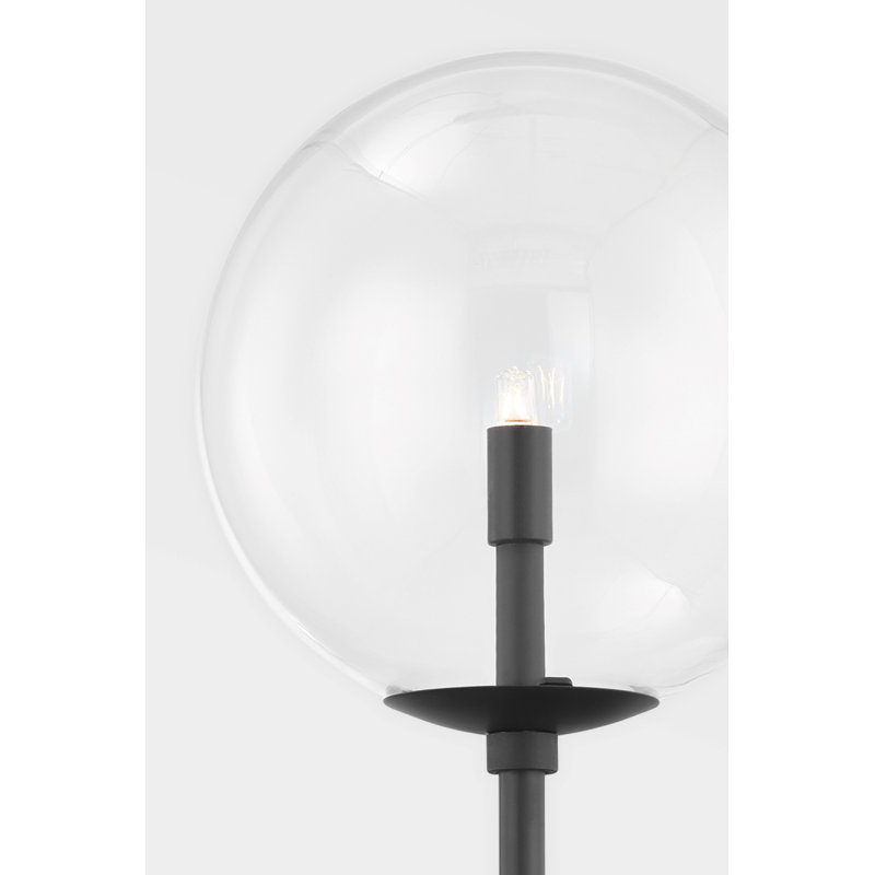 Madrid Soft Black Clear Glass Globe Wall Sconce