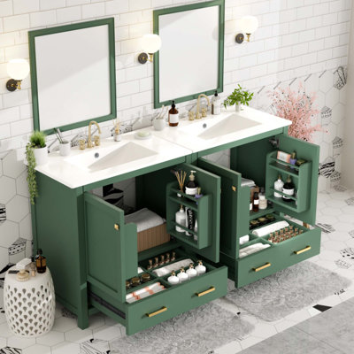 Ensemble de meuble-lavabo vert 60 "avec meuble-lavabo double 60"