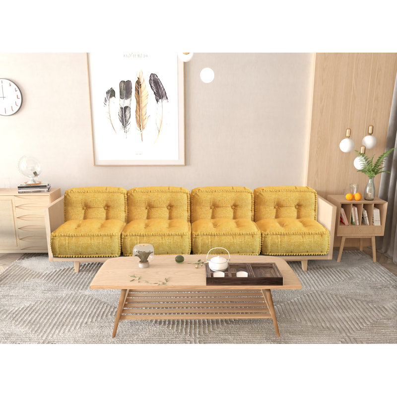 60cm Floor Cushion（set Of 2） Cotton Cushion, Yellow