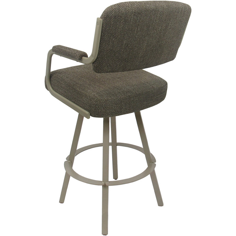 Tabouret de comptoir très grand Irelynd, Mélange de polyester cacao / cadre beige