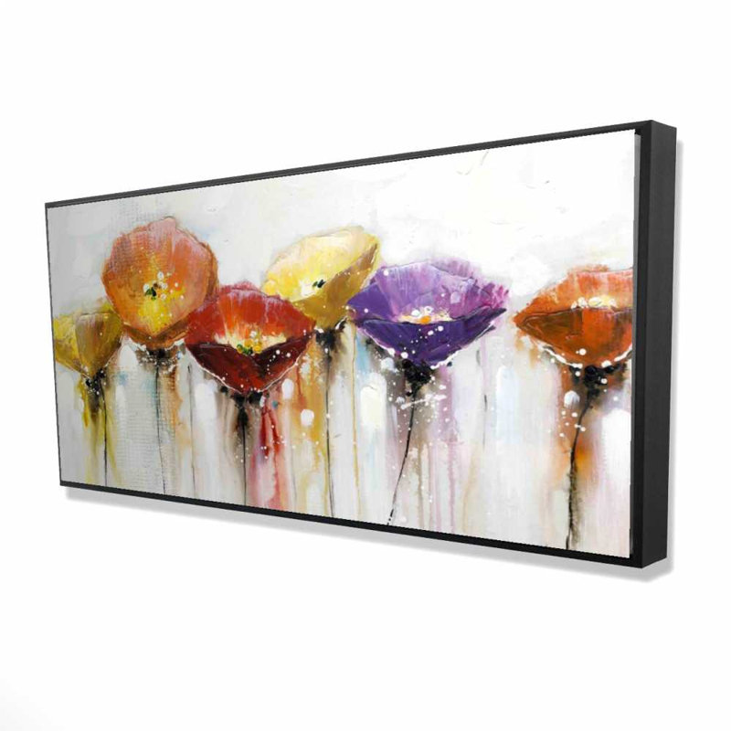 Multiple Colorful Abstract Flowers - Romantic Botanical Canvas