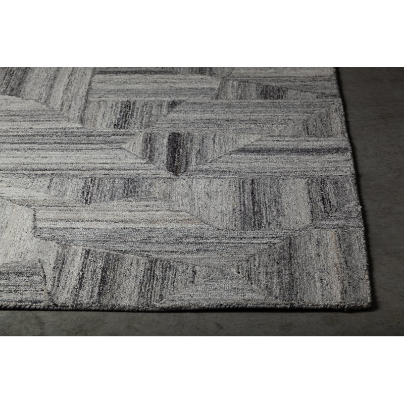 Tapis gris en laine Kesha Performance, Rectangle 5 pi x 7 pi 6 po