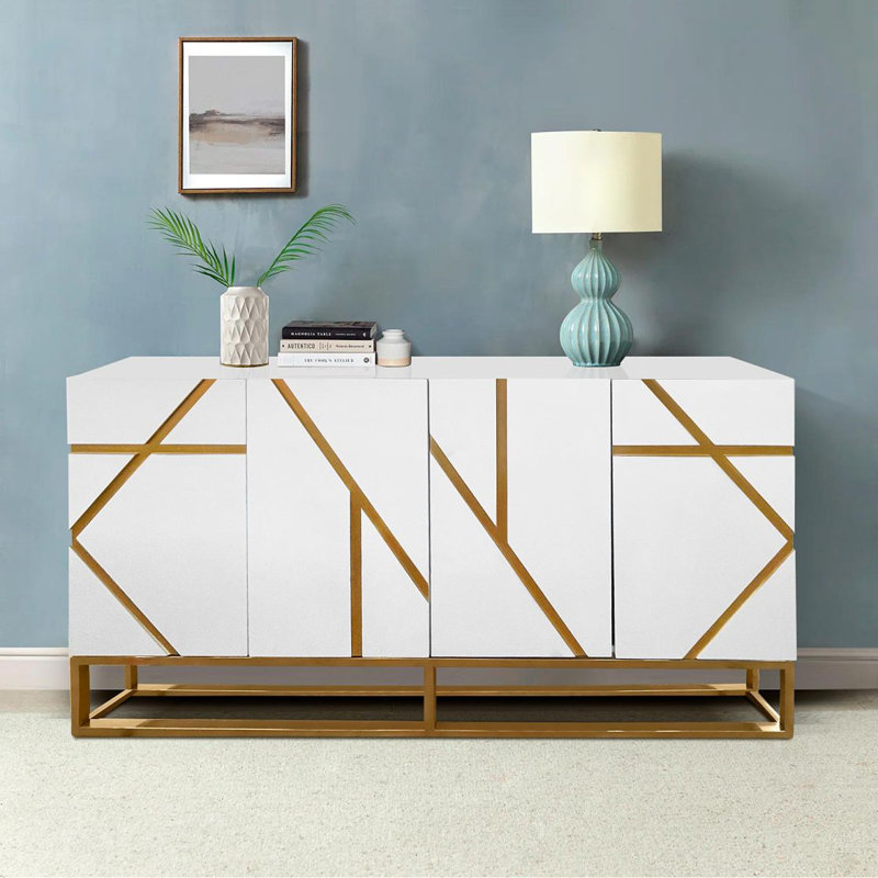 Buffet Timeless avec accent doré - Armoire de salle à manger