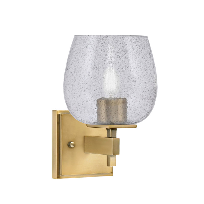 Headland Wall Sconce Shown With 6" Smoke Bubble Glass, Brass