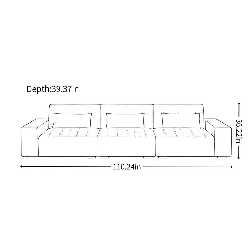 Modern Minimalist Modular Sofa, Green/Beige