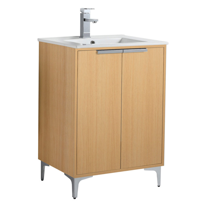 Ensemble de meuble-lavabo simple 24 po Keeter, Chrome poli