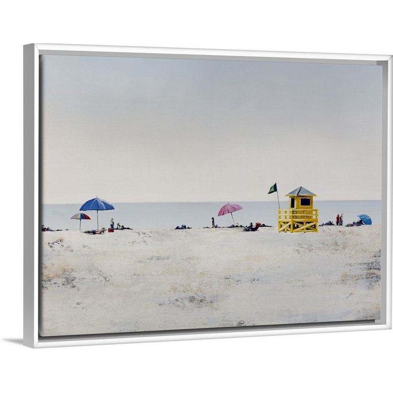 « soleil et sable i », peinture sur toile, H 19,7 po x l 25,7 po x P 1,75 po, Cadre flottant blanc