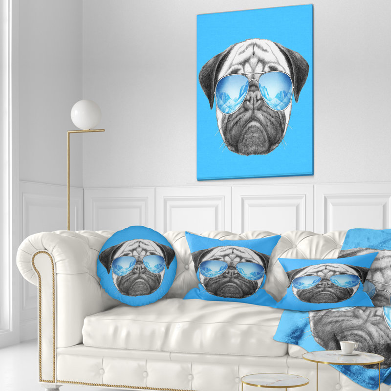 Coussin lombaire pour chien carlin animal avec miroir de soleil
