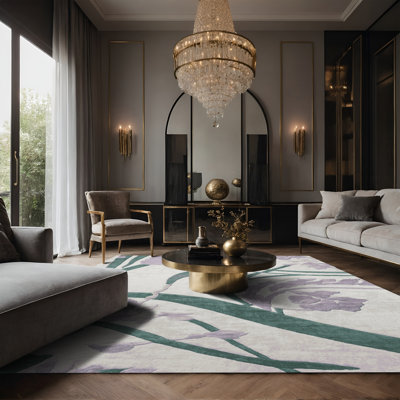 Tapis gris soyeux et moelleux