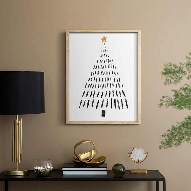 Christmas Tree Framed Print - Solid Wood, Natural, 11'' H x 9'' W