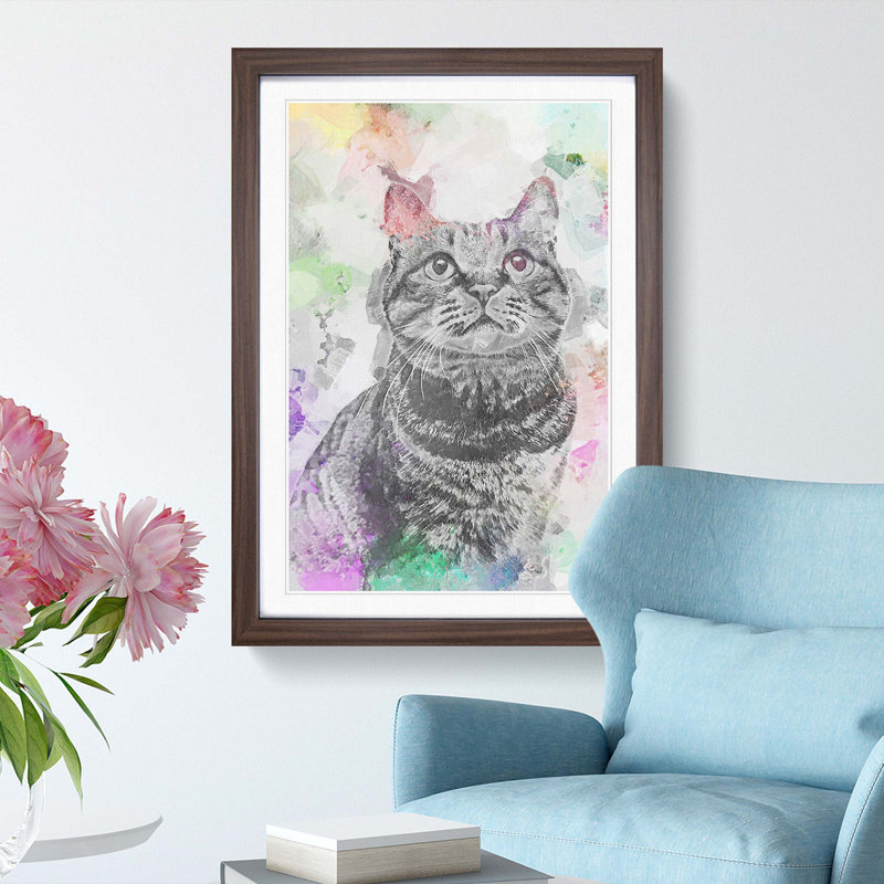 Colours of a Cat in Abstract - Picture Frame Graphic Art Print, Walnut Framed, 87cm H x 62cm W x 2cm D