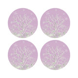 Coral Branch Vegan Leather Round Pebble Placemat