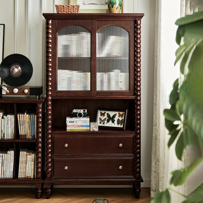 Nut-brown Solid Wood+Glass Display Cases