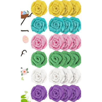24 Pcs Easter Tree Ornaments Decorations 2.36 Inch Spring Ornaments For Tree Easter Hanging Burlap Flowers For Tree Basket Wall Home Party Favors