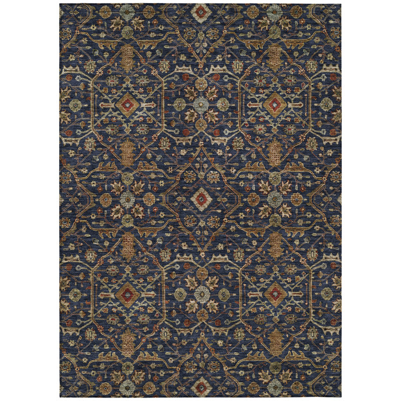 Zara Blue Washable Indoor-Outdoor Rug - , 2'6" x 3'10"