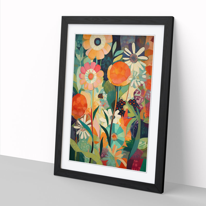 FRM-V0523-933X Flowers Orphism Art Vol.3 1 Piece Single Picture Frame Wall Art, 34cm H x 25cm W x 2cm D, Black