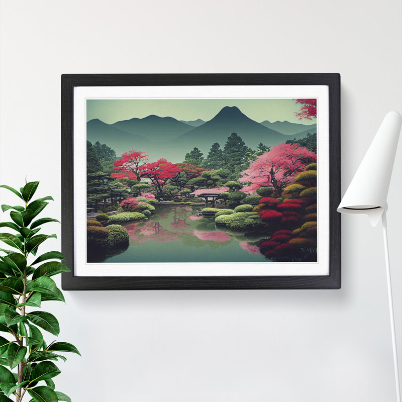 Traditional Japanese Mountains Vol.2 - Framed Print, Black Framed, 25cm H x 34cm W x 2cm D