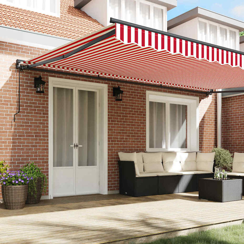 Retractable Awning, 500cm H x 300cm W, Red;White/Black Striped