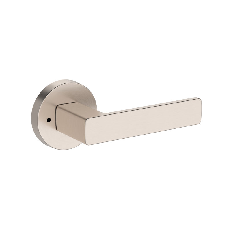 Sharpe Privacy Lever with Contemporary Round Rose in Satin Nickel, Satin Nickel