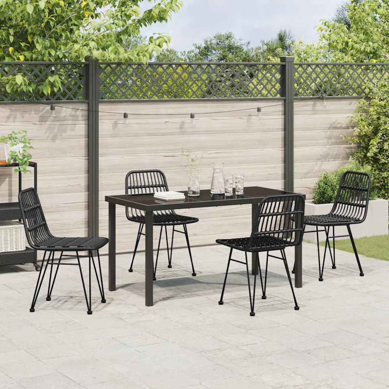 5 Piece Garden Dining Set Poly Rattan, 73cm H x 140cm W x 70cm D, Natural