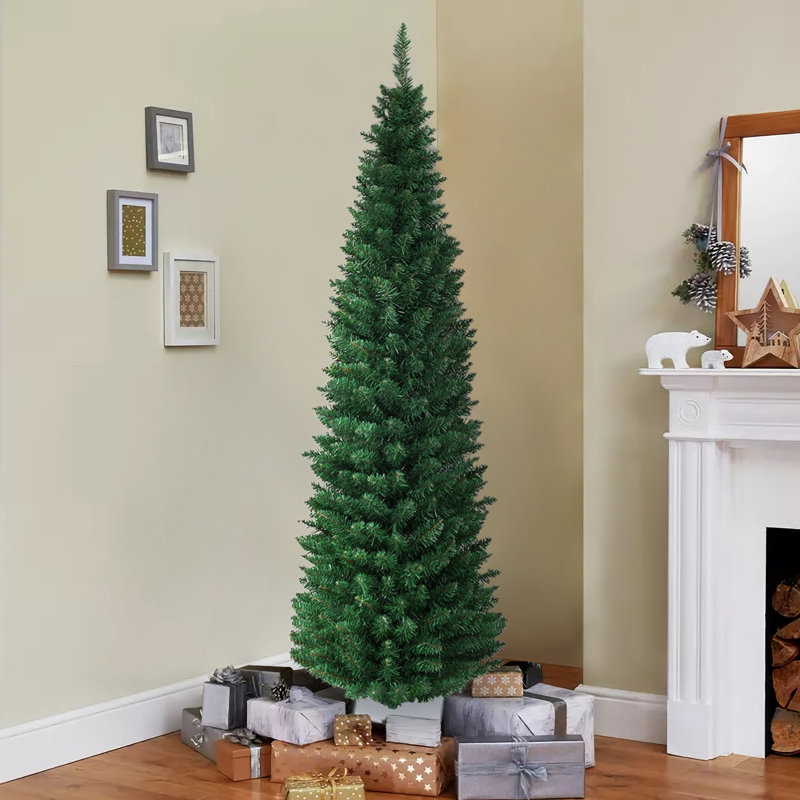 Arbre de Noël mince en PVC artificiel en PVC - 5 pi / 6 pi / 7 pi / 8 pi / 9 pi, H 60 po